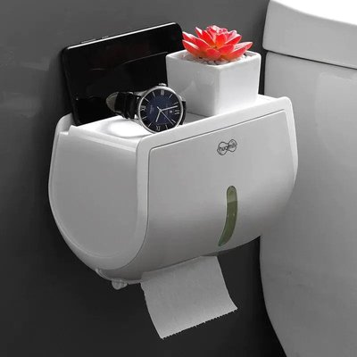 Держатель для туалетной бумаги holder S - С полочкой и держателем телефона - Настенный  30043 фото